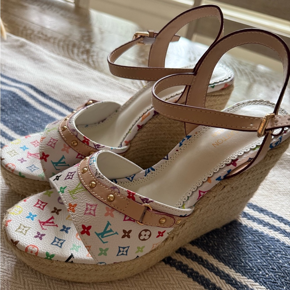 Louis Vuitton Multicolor Canvas Wedges